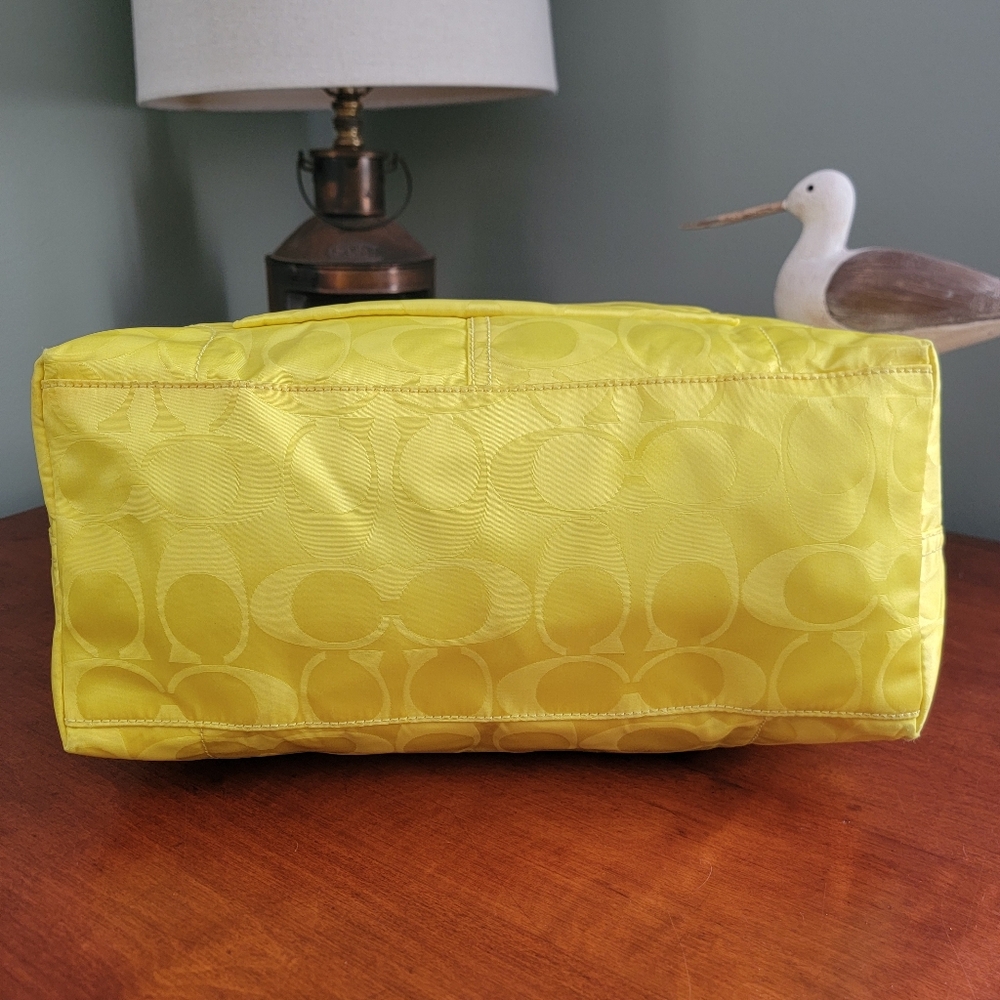 Coach 24862 East West Signature Nylon Tote Yellow Pink Bag Y2K - Picture 7 of 16